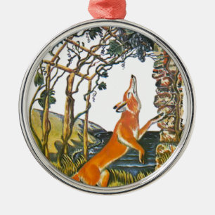 Aesop's fables, fox en druiven metalen ornament