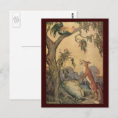 Aesop's Fables, Fox, Rooster en de Dog Briefkaart (Voorkant / Achterkant)