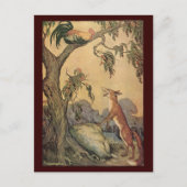  Aesop's Fables, Fox, Rooster en de Dog Briefkaart (Voorkant)