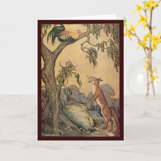 Aesop's Fables, Fox, Rooster en de Dog Kaart (Gele Bloem)
