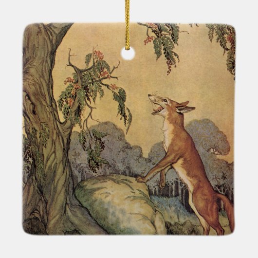  Aesop's Fables, Fox, Rooster en de Dog Keramisch Ornament (Achterkant)