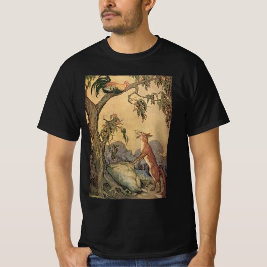  Aesop's Fables, Fox, Rooster en de Dog T-shirt (Voorkant)