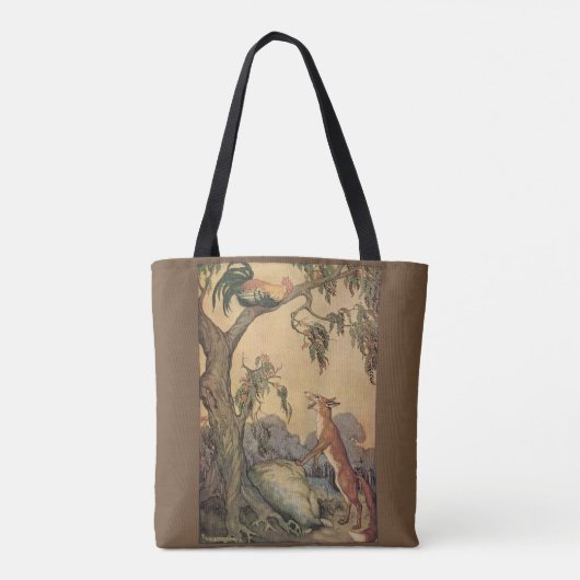  Aesop's Fables, Fox, Rooster en de Dog Tote Bag (Achterkant)