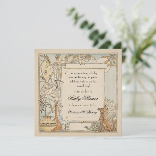 Aesop's Storybook Baby shower Herziene Uitnodiging (Staand voorkant)