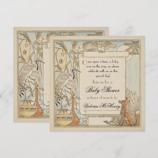 Aesop's Storybook Baby Shower Invitations Kaart (Voorkant / Achterkant)