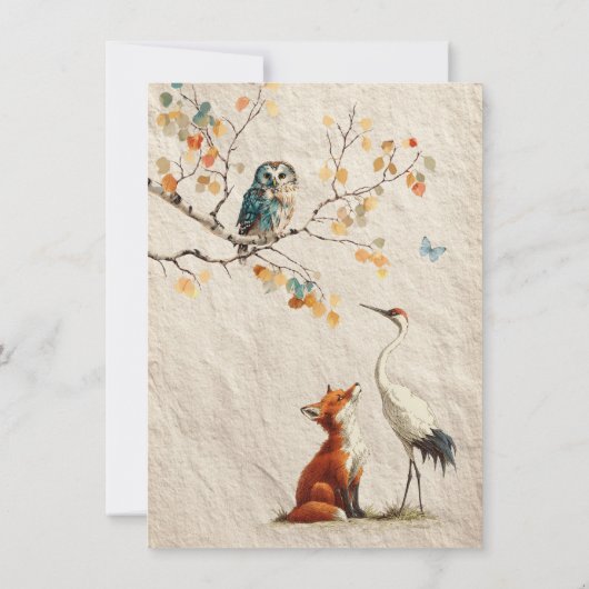 Aesop's Storybook Characters Baby Shower Kaart (Achterkant)