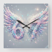 Aesthetic Angel Trendy Y2K 2000s Futuristic Neon Vierkante Klok (Voorkant)