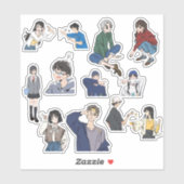 Aesthetic Anime Boy & Girl Casual Outfit Vinyl  Sticker (Vel)