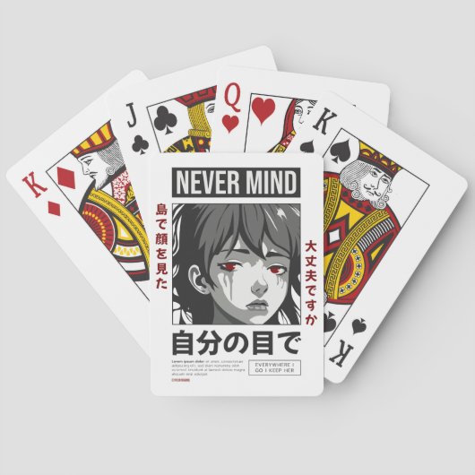 Aesthetic Anime Girl Playing Cards - "Never Mind"  Pokerkaarten (Achterkant)