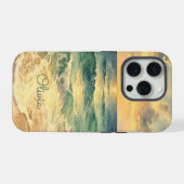 Aesthetic Beach Sunset Watercolor Custom Name iPhone Hoesje (Achterkant horizontaal)