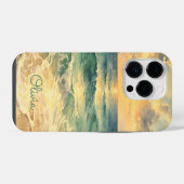 Aesthetic Beach Sunset Watercolor Custom Name iPhone Hoesje (Achterkant horizontaal)