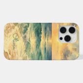 Aesthetic Beach Sunset Watercolor Custom Name iPhone Hoesje (Achterkant horizontaal)