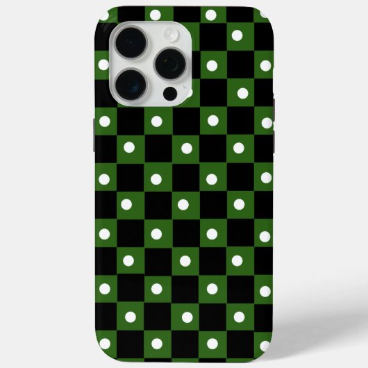 Aesthetic black green checkerboard with retro dot Case-Mate iPhone case (Achterkant)