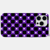 Aesthetic black purple checkerboard with retro dot Case-Mate iPhone case (Achterkant (horizontaal))