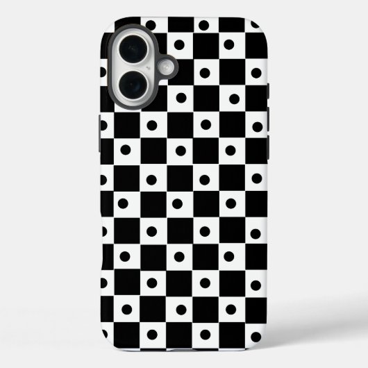 Aesthetic black white checkerboard with retro dots Case-Mate iPhone case (Achterkant)