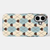Aesthetic Blue,Cream Argyle Heart Pattern cover (Achterkant (horizontaal))