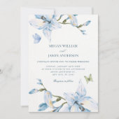 Aesthetic blue flower bloom wedding kaart (Voorkant)