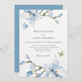 Aesthetic blue flower bloom wedding kaart (Voorkant / Achterkant)