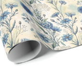 Aesthetic Blue Wildflowers Cadeaupapier (Rol Hoek)