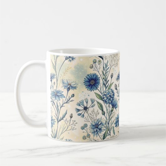 Aesthetic Blue Wildflowers Koffiemok (Links)