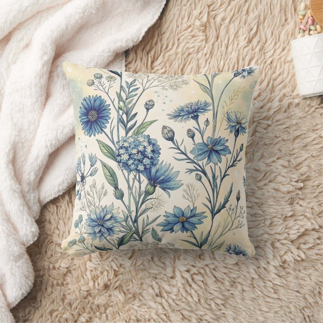 Aesthetic Blue Wildflowers Kussen (Deken)