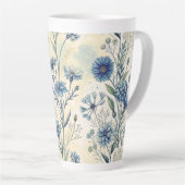 Aesthetic Blue Wildflowers Latte Mok (Rechterhoek)