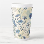 Aesthetic Blue Wildflowers Latte Mok (Voorkant)