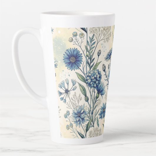 Aesthetic Blue Wildflowers Latte Mok (Links)