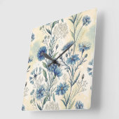 Aesthetic Blue Wildflowers Vierkante Klok (Hoek)