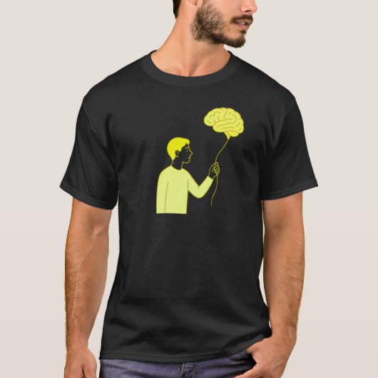 Aesthetic Brain Balloon • Funny Overthinking Art T-shirt (Voorkant)