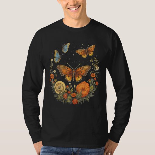 Aesthetic Butterflies Moon Motifs Butterfly With F T-shirt (Voorkant)