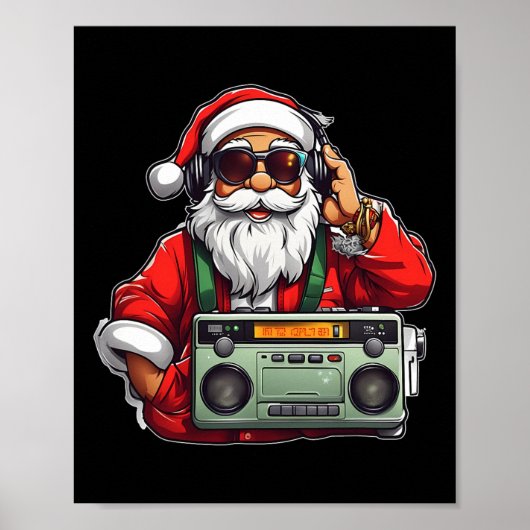 Aesthetic Christmas 90's Hip Hop Radio Santa Boomb Poster (Voorkant)