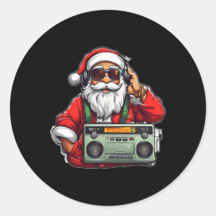 Aesthetic Christmas 90's Hip Hop Radio Santa Boomb Ronde Sticker