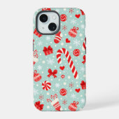 Aesthetic Christmas Pattern Candy iPhone 15 Case (Achterkant)