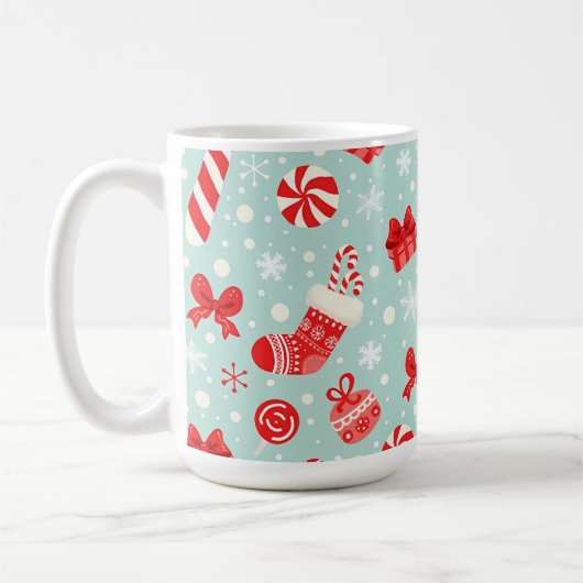 Aesthetic Christmas Pattern Candy Koffiemok (Links)
