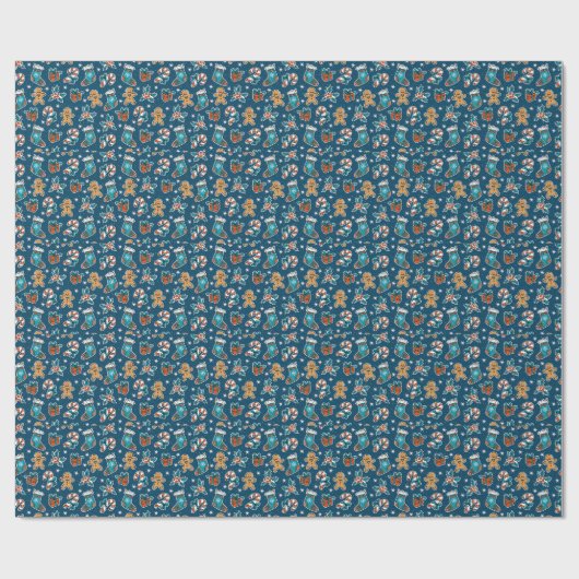 Aesthetic Christmas Pattern Santa Candy Cadeaupapier (Vlak)