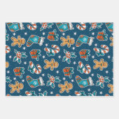 Aesthetic Christmas Pattern Santa Candy Inpakpapier Vel (Voorkant)