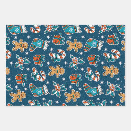 Aesthetic Christmas Pattern Santa Candy Inpakpapier Vel