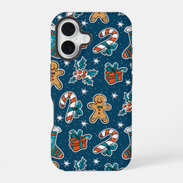 Aesthetic Christmas Pattern Santa Candy iPhone 16 Hoesje