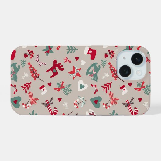 Aesthetic Christmas Pattern Tree Candy iPhone 15 Case (Achterkant horizontaal)