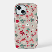 Aesthetic Christmas Pattern Tree Candy iPhone 15 Case (Achterkant)