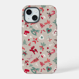 Aesthetic Christmas Pattern Tree Candy iPhone 15 Case