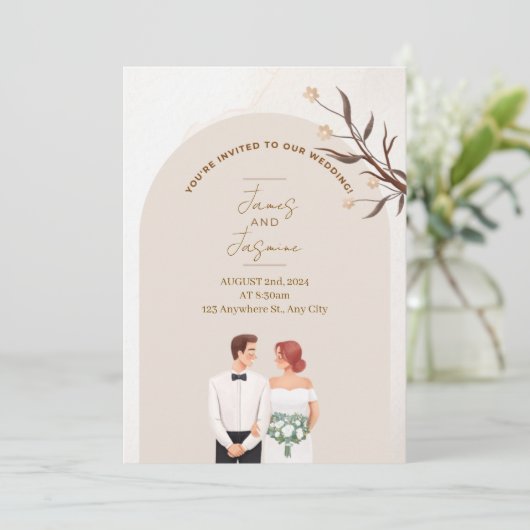 Aesthetic classy wedding invitation kaart (Staand voorkant)