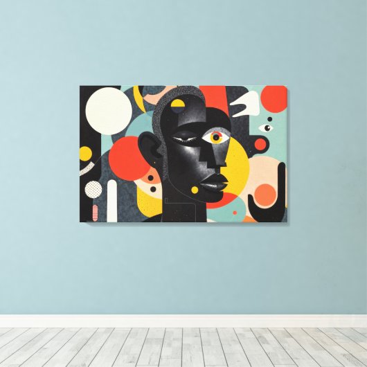 Aesthetic Colorful Abstract Dadaism Canvas Afdruk (Insitu (Houten vloer))