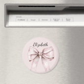 Aesthetic coquette pink bow Personalized Name Magneet (Insitu (Vaatwasser))