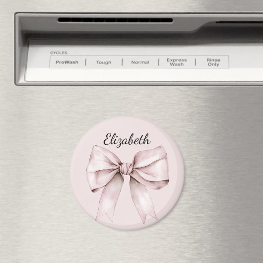 Aesthetic coquette pink bow Personalized Name Magneet (Insitu (Vaatwasser))
