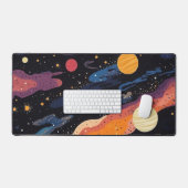 Aesthetic Cosmic Galaxy Planets and Stars Custom Bureaumat (Keyboard & Muis)