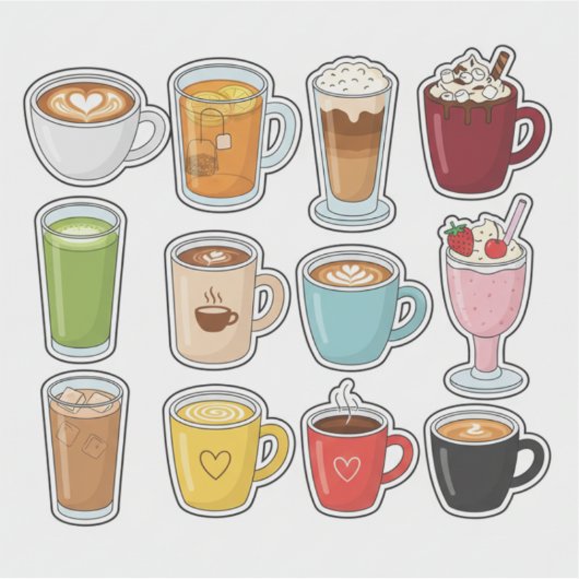 Aesthetic Cozy Beverages Mug Collection Sticker (Voorkant)