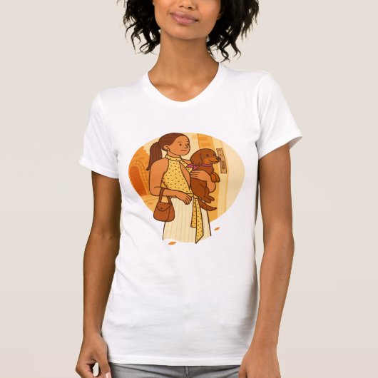 Aesthetic Dog Mom Holding Puppy Illustration T-shirt (Voorkant)