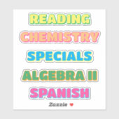 Aesthetic Drop Shadow School Subject Stickers (Vel)